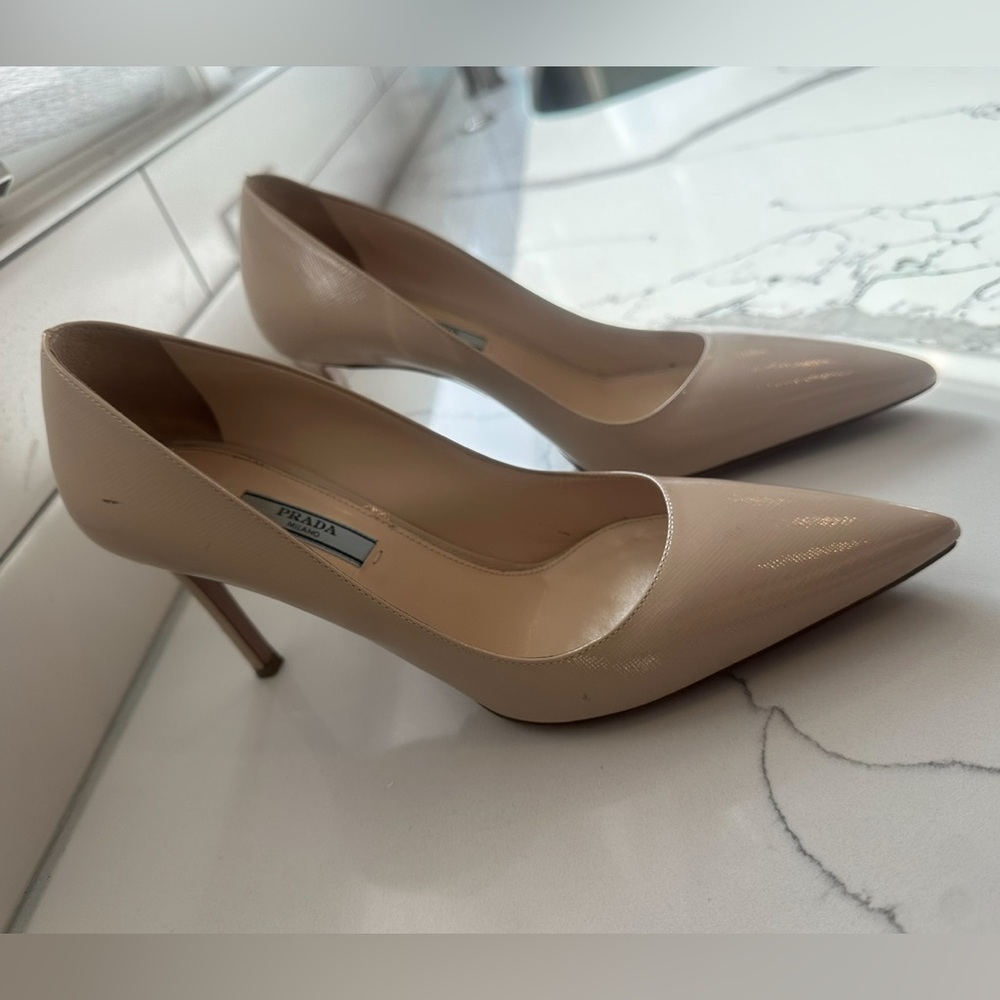 Women’s Prada Nude Stefano Leather Pointed Toe High Heels/Stilettos Shoes 38.5